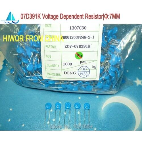 100pcs/lot)(Varistor) 07D391K Voltage Dependent Resistors, VDR VSR, Diameter:7mm 390V, Varistor Resistor