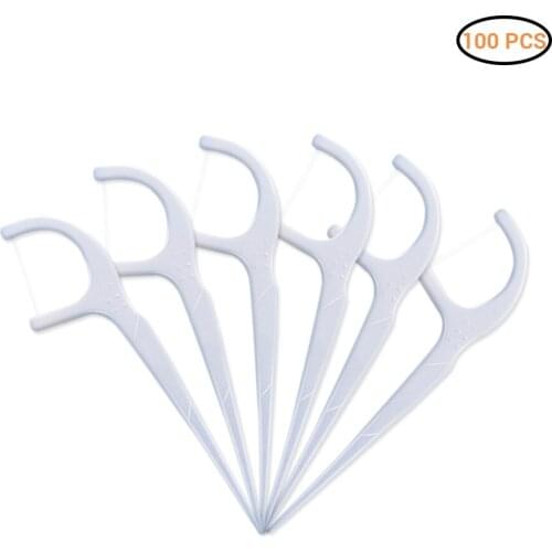 100pcs Disposable Dental Floss Dental Cleaning Tooth Stick Floss Pick Interdental Brush Dental Flosser For Teeth Cleaning Heathy