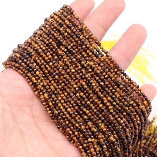 2mm Round Small Stone Beads Loose Natural Tiger Eye Stone Beads For Jewelry Making DIY Bracelet Necklace Strand 15