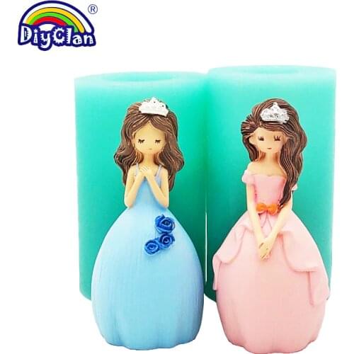 3D Beautiful Princess Girl Chocolate Silicone Mold Resin Candy Plaster Incense Candle Moulds Wedding Birthday Party Decorations
