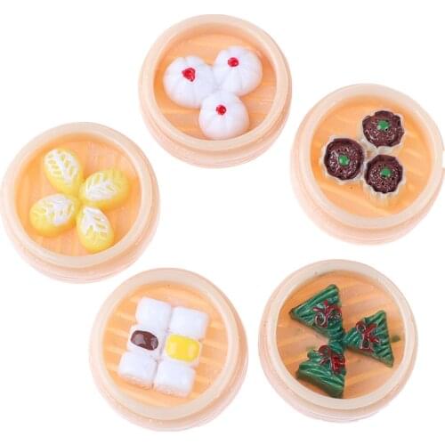 5PCS 1:12 Dollhouse Miniatures Chinese Dim Sum Mini Play Doll Food Miniature Kitchen Accessories For Doll Toys