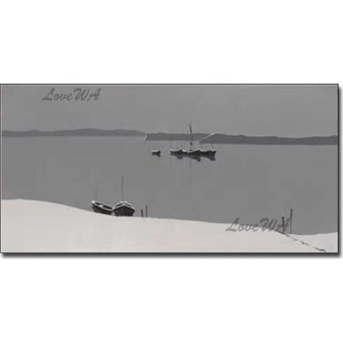 Pure Handmade Black And White Abstract Artwork Oil Painting Interior Decoration Unframed Canvas Wall Art For Living Room Decor