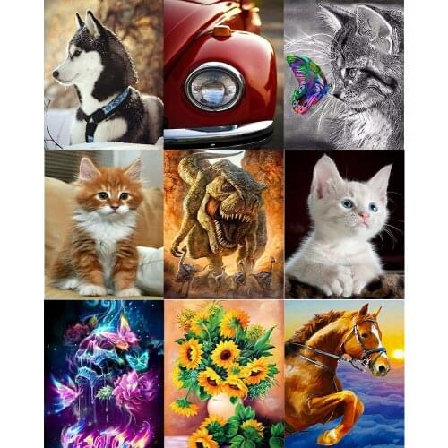 New Diamond Embroidery Flowers horses dogs Handmade Diamond Painting Village Needlework Mosaic Cross Stitch Home Decor