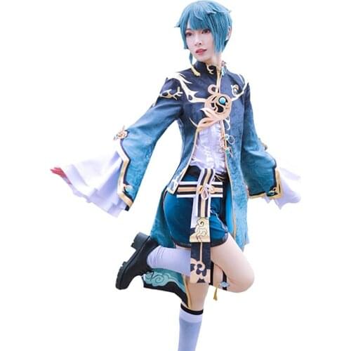Anime Game Genshin Impact XingQius Cosplay Costume Fashion Combat Uniform Unisex Halloween Party Role Play Clothing Custom