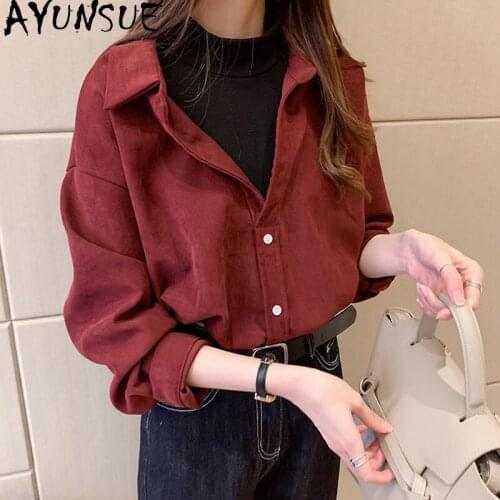 Женские вельветовые рубашки AYUNSUE China At AliExpress