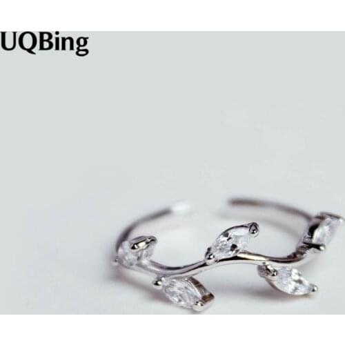 Free Shipping Temperament Tree Branch Zirconia Ring 925 Silver Sterling Finger Ring For Party Birthday Gift
