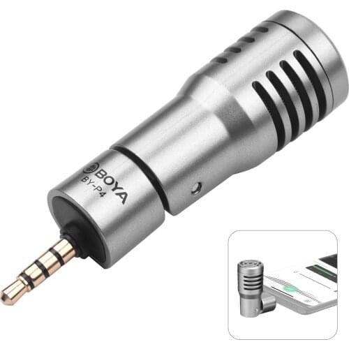 BOYA BY-P4 Omnidirectional Condenser Microphone Mini Mic with Windscreen 3.5mm TRRS Plug for Smartphone Live Stream Interview