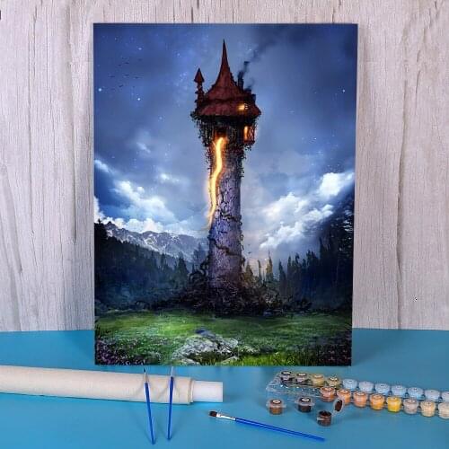 Scenery The Story Of Rapunzel DIY Painting By Numbers Kit Acrylic Paints 40*50 Oil Painting New Design For Children Art