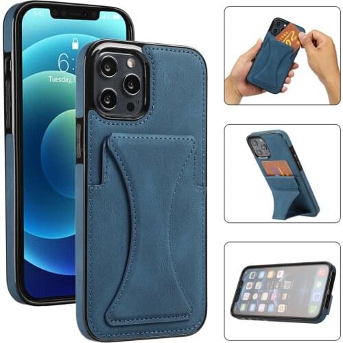 For iPhone 11 12 mini Pro XR XS Max X 6 6s 7 8 Plus Case Luxury Slim Fit Premium Leather Card Slots Shockproof Kickstand Cover