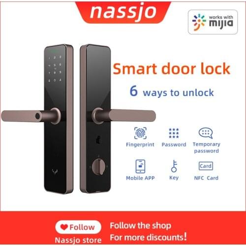 Nassjo cerradura intelige Loock X1 Mihome APP Biometric Fingerprint Lock Security Smart WiFi APP Password Electronic Door Lock