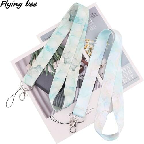 Flyingbee High Quality Marble Pattern Lanyard ID Badge Holder ID Card Pass Mobile Phone DIY Hang Rope Lariat Lanyard X1879