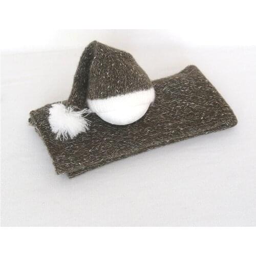 Baby Photography Outfit Newborn Knitted Sleepy Hat Baby Boy Jersey Stretch Wrap Full Set Photography Props