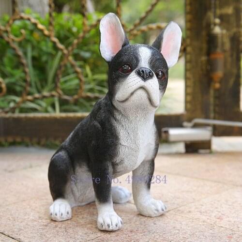 Simulation Animal Resin Dog French Bulldog Outdoor Garden Courtyard Pet Dog Modern Home Decoration Accessories Animal Figures