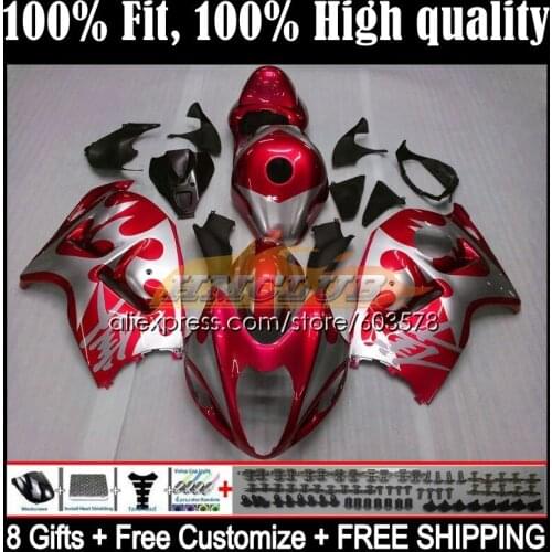 Injection For SUZUKI GSXR1300 Hayabusa 1996 1997 1998 1999 2000 2001 20CL.195 red silvery GSXR-1300 CC 02 03 04 05 06 07 Fairing