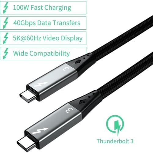 Thunderbolt 3 Cable 1.5M 40Gbps PD 100W Thunderbolt 3 Male Cable 5K Or Dual 4K Display Type C to Type C Cable For Macbook Pro