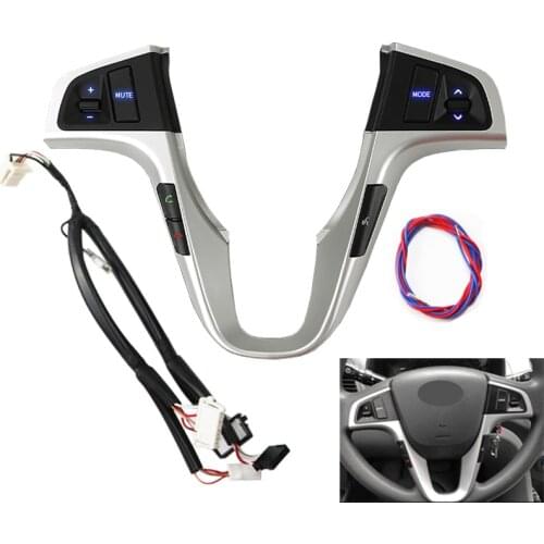 For Hyundai VERNA SOLARIS Steering Wheel Button With Bluetooth Blue Backlight Audio Volume Music Control Button Switch Auto Part