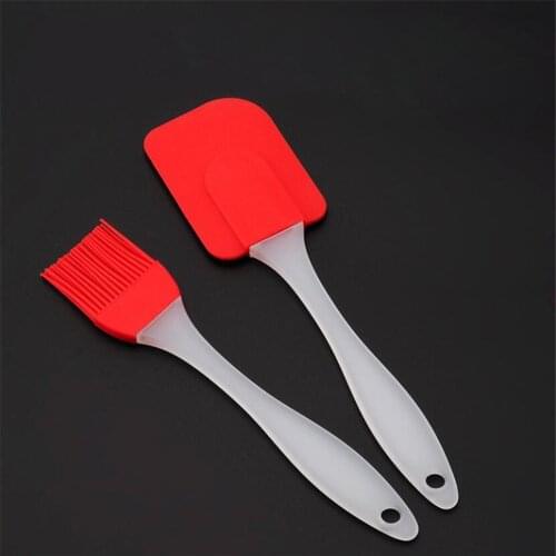 2PCS Small Silicone Spatula Barbeque Brush Cooking Utensil Tool Kit Heat Resistant BBQ Oil Condiment Brushes Cake Cream Scraper
