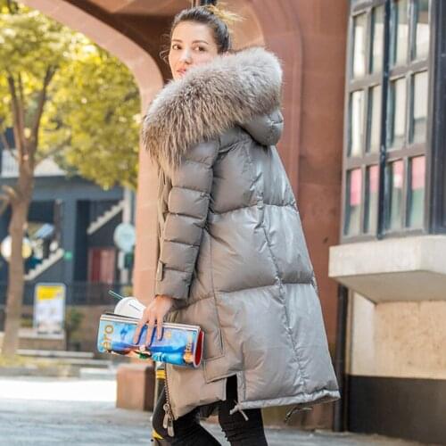 Leather Jacket Women Sheepskin Genuine Leather Jacket Raccoon Fur Collar Hooded Duck Down Coat 2020 Chaqueta Mujer K168143 YY490