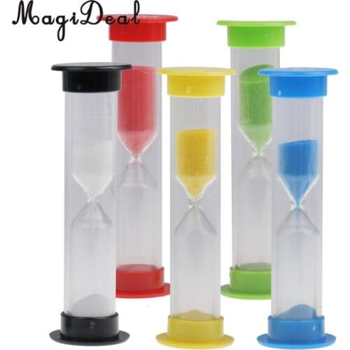 MagiDeal 5Pcs 30 Sec+1+3+5+10min Clear Plastic Sandglass Hourglass Timer Clock Teeth Brush Countdown Table Stand