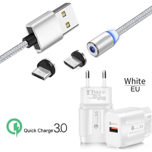 Magnetic Micro USB Charge Wire Honor 8X 8C 6A Redmi 5 6 7A vivo Z5x Z3x X23 Y83 QC 3.0 Fast phone Charger For Samsung M10 J4 J6