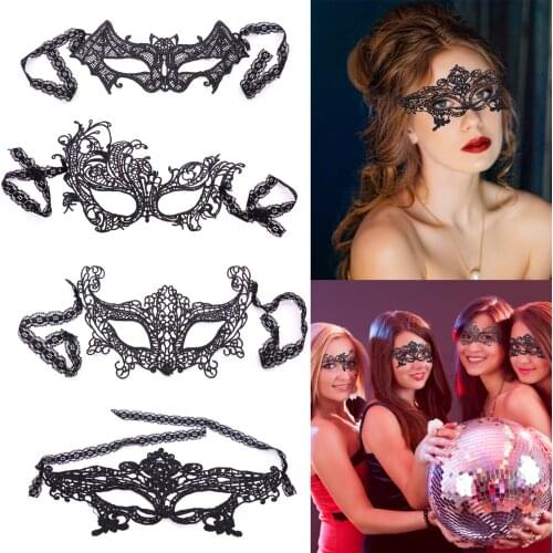Womens Hollow Lace Masquerade Face Mask Princess Prom Costume Party Props Halloween Black Bat Mask Sexy Fox Lace Mask