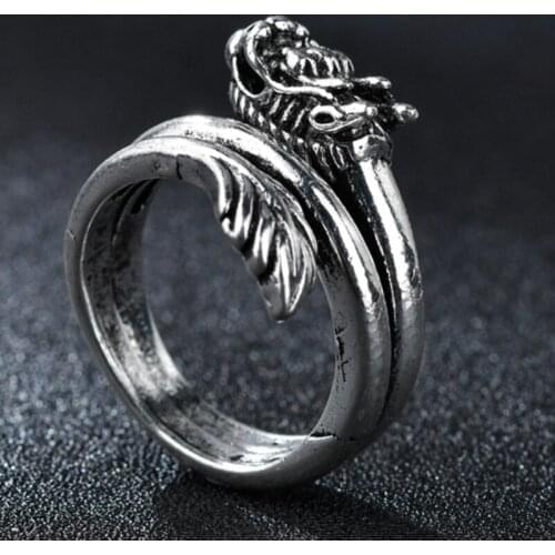 Fashion Men Ring Exaggerated Spirit Dragon Ring Personality Adjustable Split Ring Punk Hip Hop Male Female Jewelry Gift