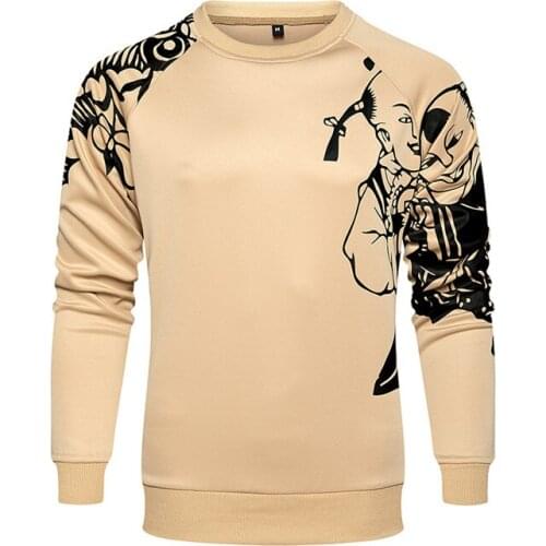 Ymwmhu Chinese Graphic Mens Sweatshirt Euro Size XXL Long Sleeve Autumn Loose Male Hoodies Streetwear Sweatshirts Harajuku