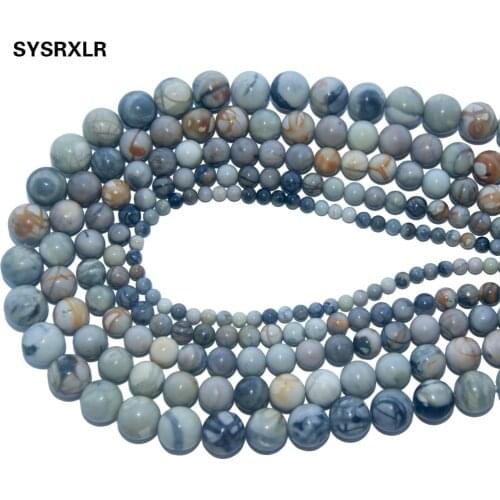Natural Stone Picasso Round Loose Beads For Jewelry Making Charm Diy Bracelet Necklace Material 4/6/8/10/12 MM Strand 15