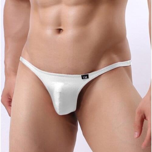 New Style Men Shiny Micro Thong Underwear Male Penis Pouch String Tangas Lingerie T-Back High Quality Low Waist Solid Color