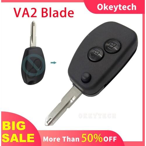 OkeyTech 1/5PCS 2 Button Modified Flip Car Key Shell Case for Renault Duster Logan Fluence Clio Kangoo Sandero Uncut 206 Blade