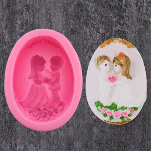 Oval Bride Groom Wedding Soap Mold Silicone Soap Craft Mold Soap Making Mold Chocolate Cake Decorating Tools Fondant Baking Mold