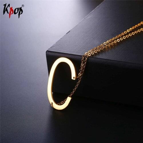Kpop Stainless Steel Letter C Pendant With Chain Choker Gold/Black Color For Man/Woman Clavicle Chain Necklace Jewelry P2604