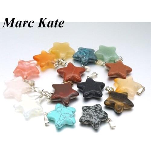 Assorted Flower Shape Natural Quartz Stone Pendant Rose Tiger Eye Opal Drop Charms Jewelry Fit DIY Necklace Earrings Making