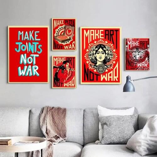 Make Art Not War Pop Bar Posters and Prints Canvas Painting Wall Pictures for Living Room Abstract Decoration Home Decor Obrazy