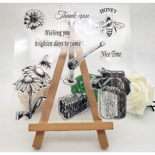 14x14cm Flower Bee Clear Stamps Transparent Seal Silicone Seal TPR Christmas Wedding Roller Stamps DIY Scrapbook Album Card
