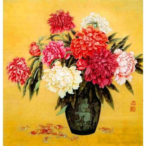 Needlework,14CT Counted Cross stitch kits Elegant Chinese style Gorgeous Peony Flowers Embroidery Canvas ,DIY Handmade Decor