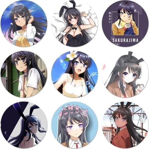 Sakurajima Mai Anime Badge Brooch Pin Accessories For Clothes Backpack Decoration gift 58mm