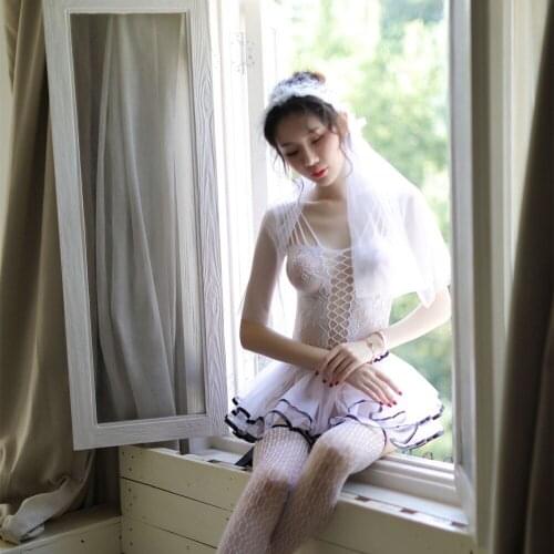 Sexy lingerie style cute Transparent lace elasticity Underwear Costumes Exotic Lace Wedding Dress pajamas adult Products clothes