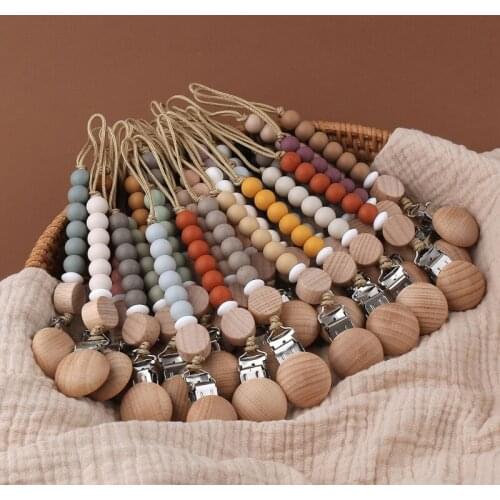 Newborn Pacifier Clip Chain Silicone Beads BPA-free DIY Dummy Nipple Holder Soother Baby Teething Chewable Toys Shower Gifts