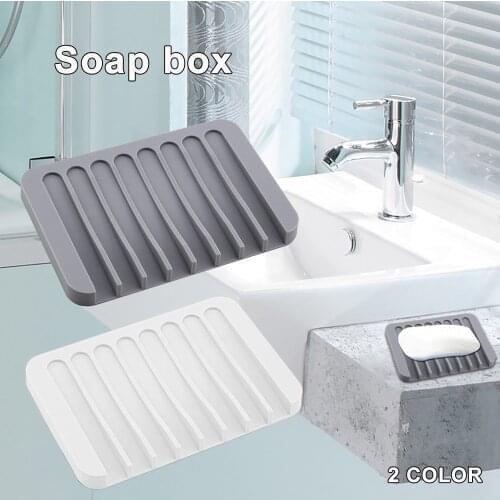 Silicone Bathroom Soap Dish Holder Jewelry Holder Soapbox Plate Drain Tool
