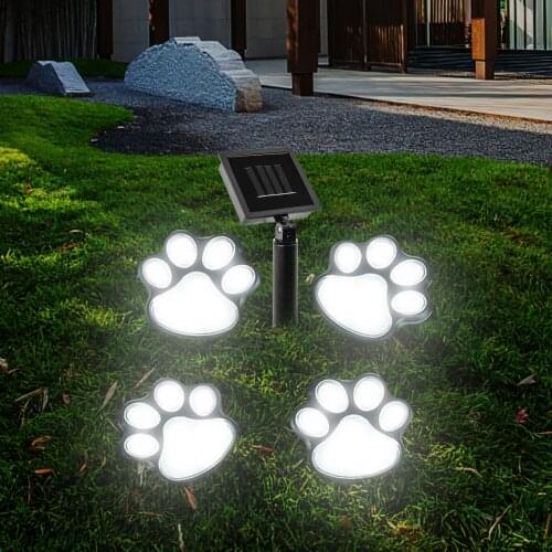 Solar 4-Paw Light Garden Ground Dog Cat Paw LED Solar Lamp for Garden Patio Yard Decor Walkway