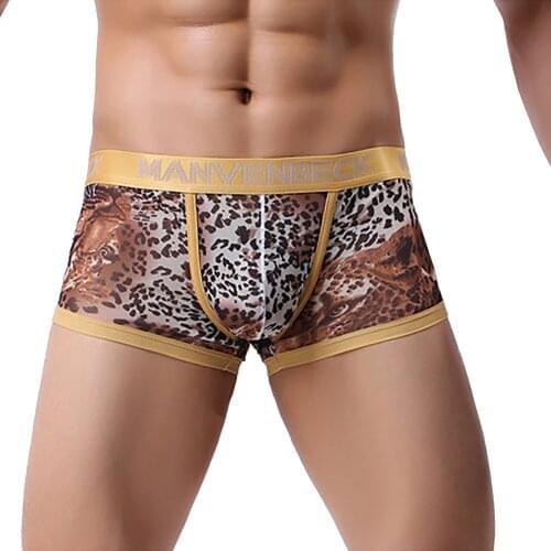 Men Softty Underwears Mens panties Leopard Print sexy panties Underpants Knickers Stretch sexy Low Waist panties lot Underwears