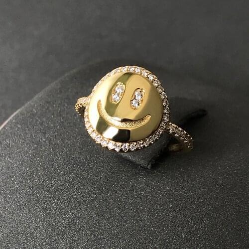 UMGODLY Fashion Brand Ring Gold Color Smiling Face Ring An Afternoon At The Beach Series Women Party Jewelry Gift