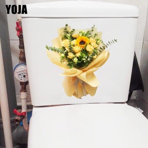 YOJA 22.7CM×23.9CM Yellow Rose Sunflower Bouquet Home Living Room Wall Modern Decoration Toilet Sticker T1-2644