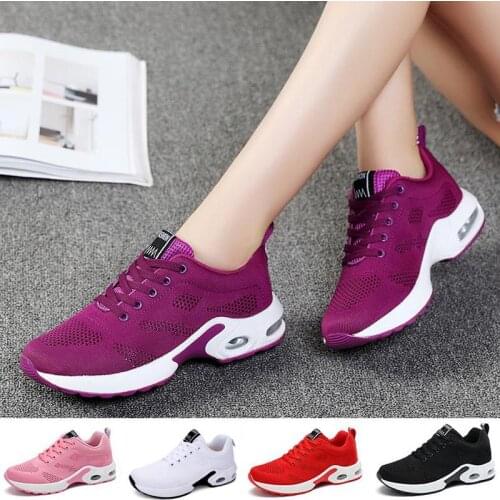 Woman Air Cushion Sports Shoes Fashion Running Shoes Comfortable Breathable Mesh Snakers Outdoor Thick Bottom Shoes