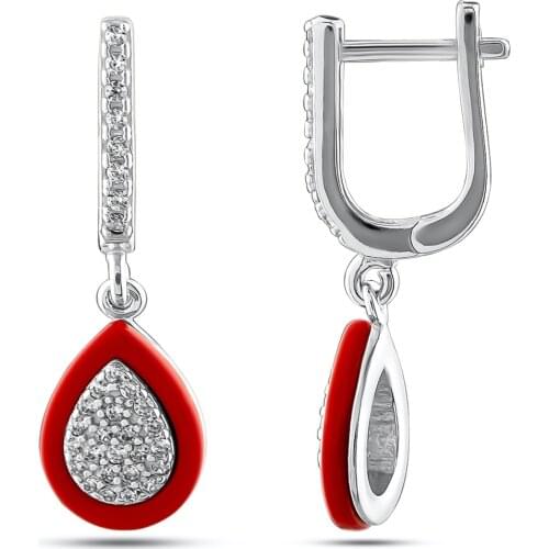 Silver Drop Model Earrings Women Red Stone Earrings Multi Stone Earrings 925 Sterling Silver Fashion Women Jewelry