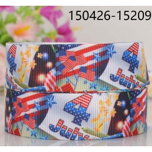 10 yards 7/8 " 22 mm 4th July independence day printed cartoon tape DIY handmade hairbow grosgrain ribbon free shipping