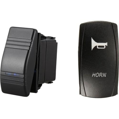 2 Pcs Switch: 1 Pcs LED Light Horn Bell Rocker Switch 12V 24V Red & 1 Pcs LED Light Illuminated SPST ON-OFF Switch