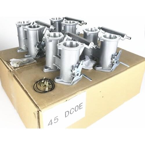 4PCS 45mm DCOE/DHLA Twin Throttle Body Bodies Injection + fuel rail For Weber/Dellorto/Solex 45dcoe
