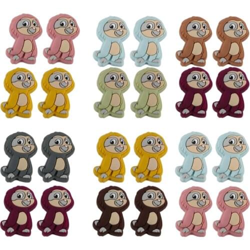 Kovict 50/100pcs Mini New Sloth Animal Silicone Beads Baby Molar Teether DIY Pacifier Necklace Accessories Chewable Nursing Toys